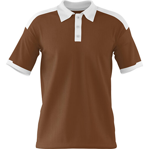 Poloshirt Individuell Gestaltbar , dunkelbraun / weiss, 200gsm Poly / Cotton Pique, S, 65,00cm x 45,00cm (Höhe x Breite), Bild 1