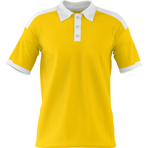 Poloshirt Individuell Gestaltbar , goldgelb / weiß, 200gsm Poly / Cotton Pique, S, 65,00cm x 45,00cm (Höhe x Breite), Bild 1