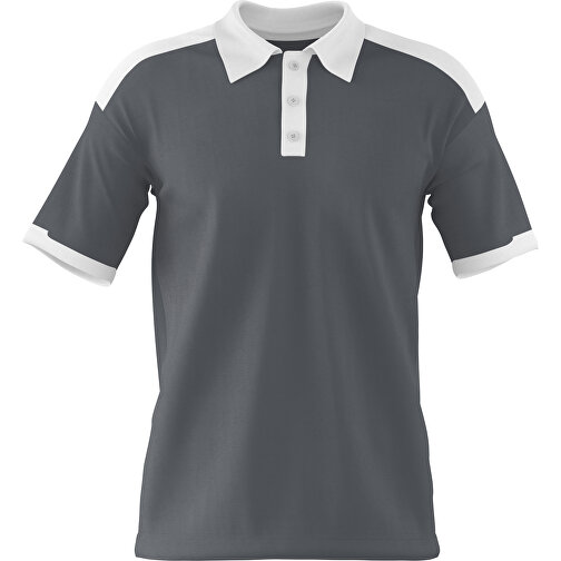 Poloshirt Individuell Gestaltbar , dunkelgrau / weiss, 200gsm Poly / Cotton Pique, M, 70,00cm x 49,00cm (Höhe x Breite), Bild 1