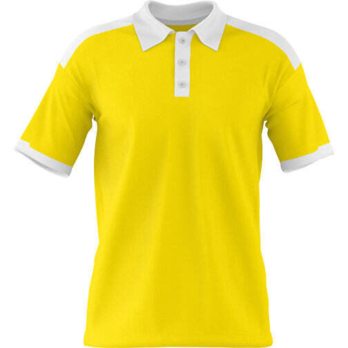Poloshirt Individuell Gestaltbar , gelb / weiß, 200gsm Poly / Cotton Pique, M, 70,00cm x 49,00cm (Höhe x Breite), Bild 1