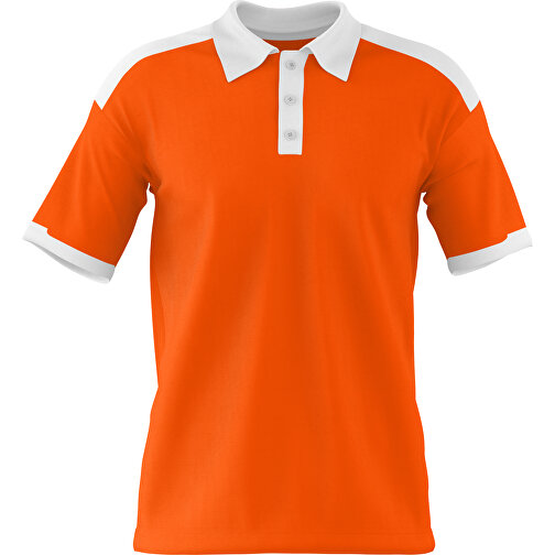 Poloshirt Individuell Gestaltbar , orange / weiss, 200gsm Poly / Cotton Pique, M, 70,00cm x 49,00cm (Höhe x Breite), Bild 1