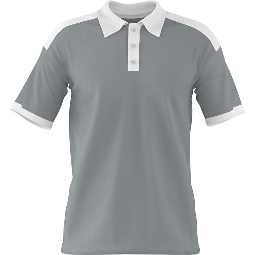 Poloshirt Individuell Gestaltbar , silber / weiss, 200gsm Poly / Cotton Pique, 3XL, 81,00cm x 66,00cm (Höhe x Breite), Bild 1