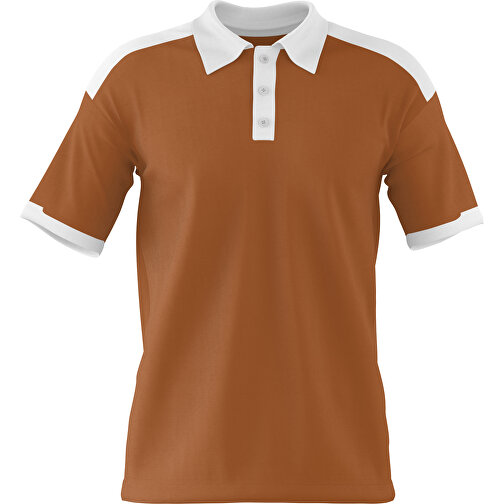 Poloshirt Individuell Gestaltbar , braun / weiss, 200gsm Poly / Cotton Pique, 2XL, 79,00cm x 63,00cm (Höhe x Breite), Bild 1
