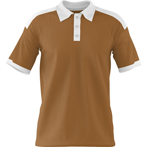 Poloshirt Individuell Gestaltbar , erdbraun / weiss, 200gsm Poly / Cotton Pique, 2XL, 79,00cm x 63,00cm (Höhe x Breite), Bild 1