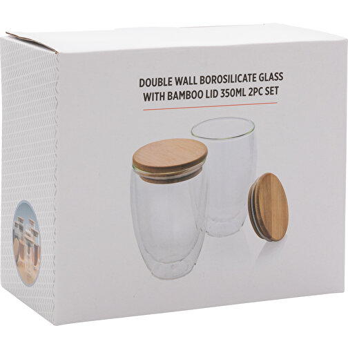 Dubbelväggigt borosilikatglas med bambulock, 350ml, 2-pack, Bild 9