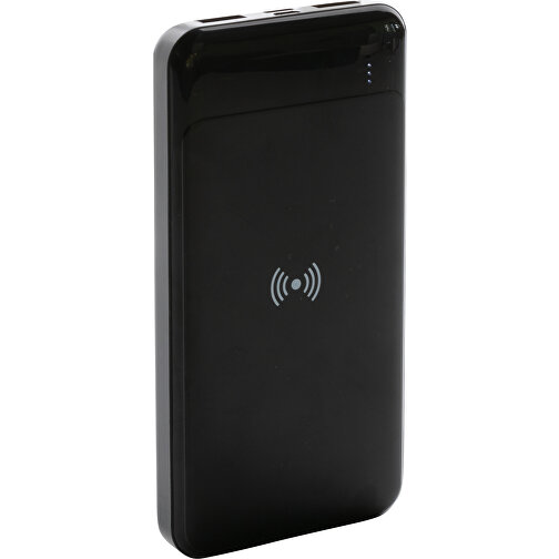 Wireless Powerbank Aus RCS Standard Recyceltem Kunststoff, Schwarz , schwarz, ABS - recycelt, 13,60cm x 1,60cm (Länge x Höhe), Bild 5