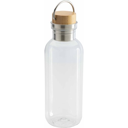 GRS RPET Flasche With Bambusdeckel Und Griff, Transparent , transparent, PET - recycelt, 7,50cm x 22,30cm (Länge x Höhe), Bild 1