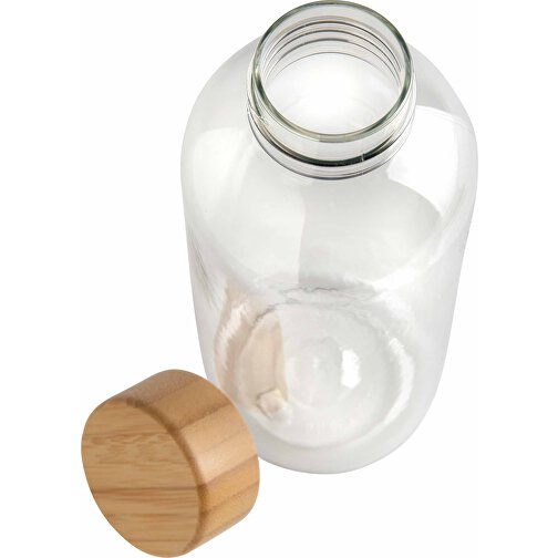 GRS RPET Flasche Mit Bambus-Deckel, Transparent , transparent, PET - recycelt, 7,40cm x 20,60cm (Länge x Höhe), Bild 4