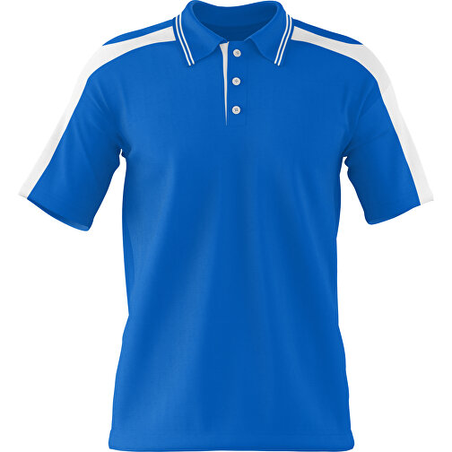 Poloshirt Individuell Gestaltbar , kobaltblau / weiss, 200gsm Poly / Cotton Pique, M, 70,00cm x 49,00cm (Höhe x Breite), Bild 1
