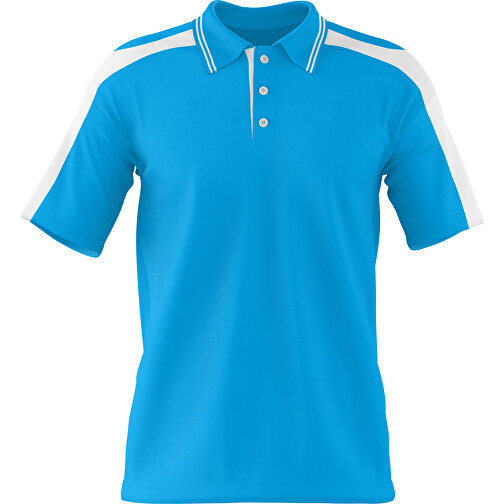 Poloshirt Individuell Gestaltbar , himmelblau / weiß, 200gsm Poly / Cotton Pique, L, 73,50cm x 54,00cm (Höhe x Breite), Bild 1