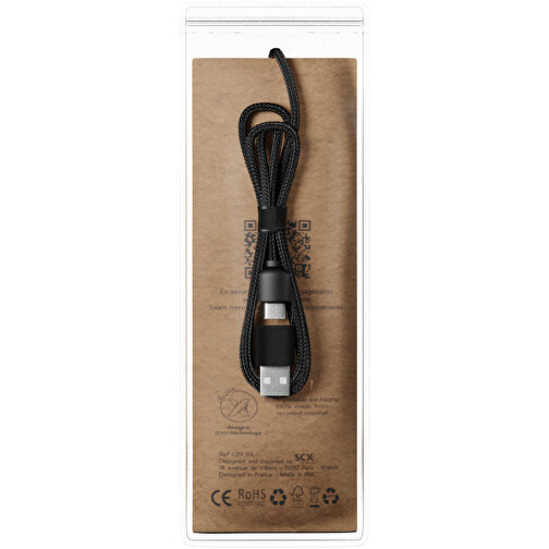 SCX.design C37 Câble de recharge rPET 5 en 1 dans un boîtier rond en bambou avec logo lumineux, Image 3