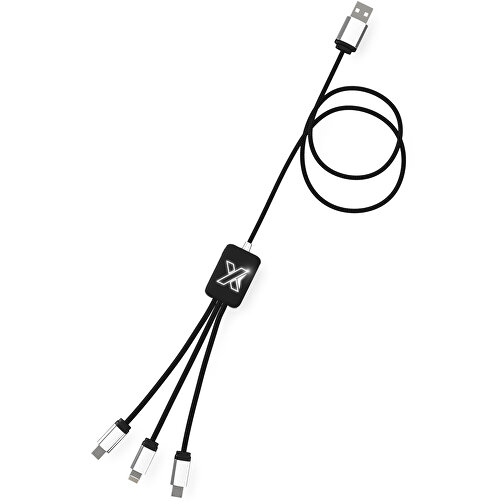 SCX.design C17 Easy To Use Ladekabel Mit Leuchtlogo , schwarz / weiß, Recycelter ABS Kunststoff, Recycelter PET Kunststoff, 100,00cm x 1,20cm x 3,00cm (Länge x Höhe x Breite), Bild 2