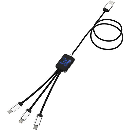 SCX.design C17 Easy To Use Ladekabel Mit Leuchtlogo , blau / schwarz, Recycelter ABS Kunststoff, Recycelter PET Kunststoff, 100,00cm x 1,20cm x 3,00cm (Länge x Höhe x Breite), Bild 1