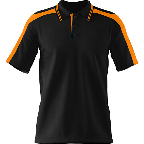 Poloshirt Individuell Gestaltbar , schwarz / gelborange, 200gsm Poly / Cotton Pique, XS, 60,00cm x 40,00cm (Höhe x Breite), Bild 1