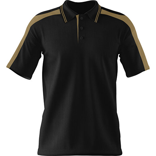 Poloshirt Individuell Gestaltbar , schwarz / gold, 200gsm Poly / Cotton Pique, S, 65,00cm x 45,00cm (Höhe x Breite), Bild 1