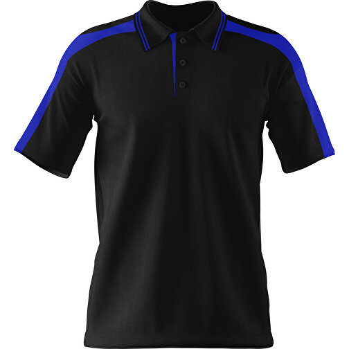 Poloshirt Individuell Gestaltbar , schwarz / blau, 200gsm Poly / Cotton Pique, S, 65,00cm x 45,00cm (Höhe x Breite), Bild 1