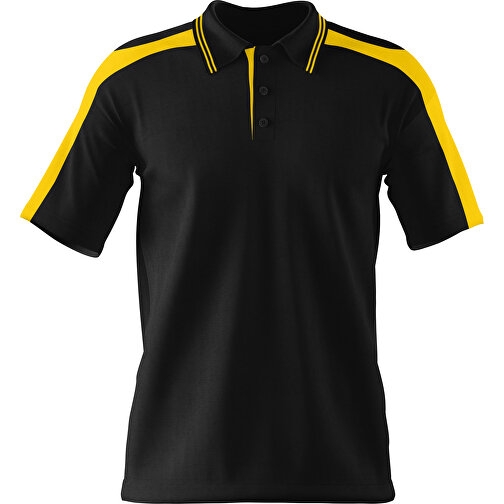 Poloshirt Individuell Gestaltbar , schwarz / goldgelb, 200gsm Poly / Cotton Pique, S, 65,00cm x 45,00cm (Höhe x Breite), Bild 1