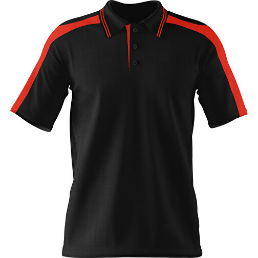 Poloshirt Individuell Gestaltbar , schwarz / rot, 200gsm Poly / Cotton Pique, M, 70,00cm x 49,00cm (Höhe x Breite), Bild 1