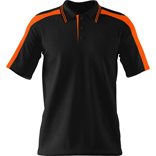 Poloshirt Individuell Gestaltbar , schwarz / orange, 200gsm Poly / Cotton Pique, M, 70,00cm x 49,00cm (Höhe x Breite), Bild 1