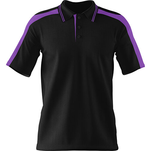 Poloshirt Individuell Gestaltbar , schwarz / lavendellila, 200gsm Poly / Cotton Pique, L, 73,50cm x 54,00cm (Höhe x Breite), Bild 1