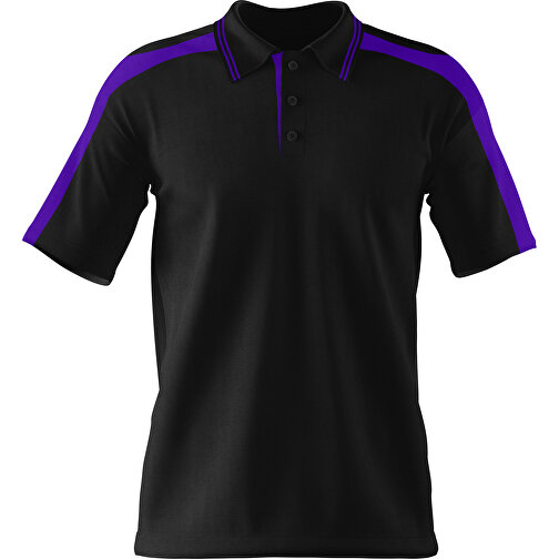 Poloshirt Individuell Gestaltbar , schwarz / violet, 200gsm Poly / Cotton Pique, 3XL, 81,00cm x 66,00cm (Höhe x Breite), Bild 1