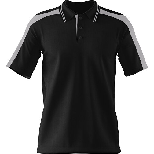 Poloshirt Individuell Gestaltbar , schwarz / hellgrau, 200gsm Poly / Cotton Pique, 2XL, 79,00cm x 63,00cm (Höhe x Breite), Bild 1