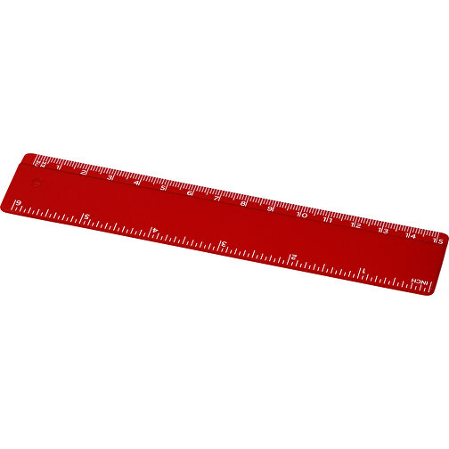 Refari 15 Cm Lineal Aus Recyceltem Kunststoff , rot, Recycelter HIPS Kunststoff, 15,80cm x 0,30cm x 3,70cm (Länge x Höhe x Breite), Bild 1