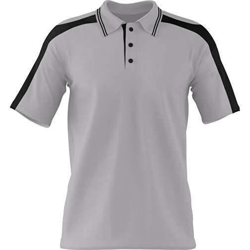 Poloshirt Individuell Gestaltbar , hellgrau / schwarz, 200gsm Poly / Cotton Pique, XS, 60,00cm x 40,00cm (Höhe x Breite), Bild 1