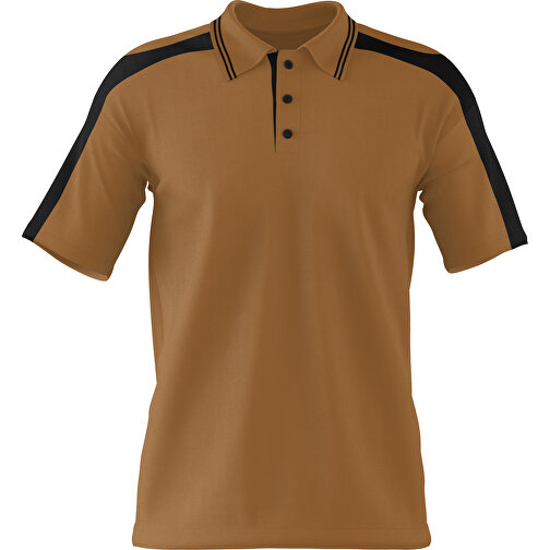 Poloshirt Individuell Gestaltbar , erdbraun / schwarz, 200gsm Poly / Cotton Pique, XL, 76,00cm x 59,00cm (Höhe x Breite), Bild 1