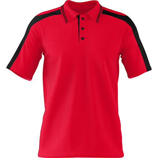 Poloshirt Individuell Gestaltbar , ampelrot / schwarz, 200gsm Poly / Cotton Pique, XL, 76,00cm x 59,00cm (Höhe x Breite), Bild 1