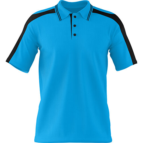 Poloshirt Individuell Gestaltbar , himmelblau / schwarz, 200gsm Poly / Cotton Pique, M, 70,00cm x 49,00cm (Höhe x Breite), Bild 1