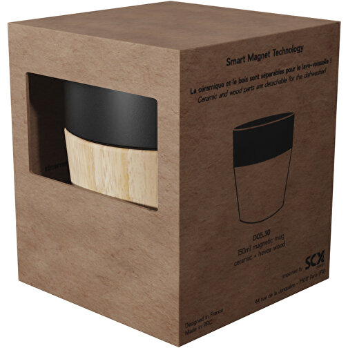 SCX.design D05 Magnetischer Keramik-Kaffeebecher , schwarz, Keramik, Kautschukholz, 9,00cm (Höhe), Bild 2