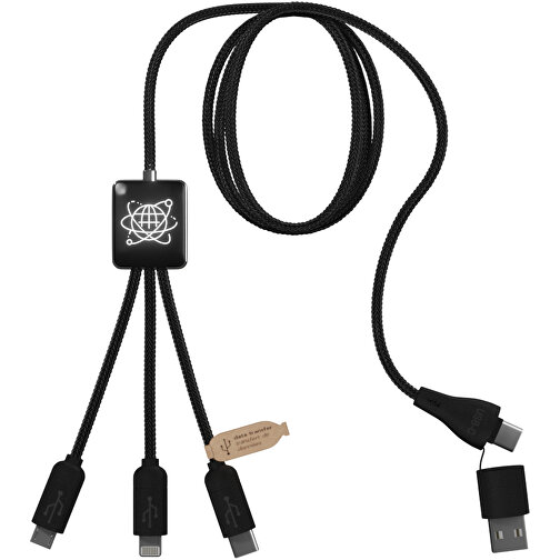 SCX.design C45 5-in-1 RPET-Ladekabel Mit Datentransfer , schwarz, Polyester, Recycled PET, ABS Kunststoff, 17,50cm x 5,50cm (Länge x Breite), Bild 1