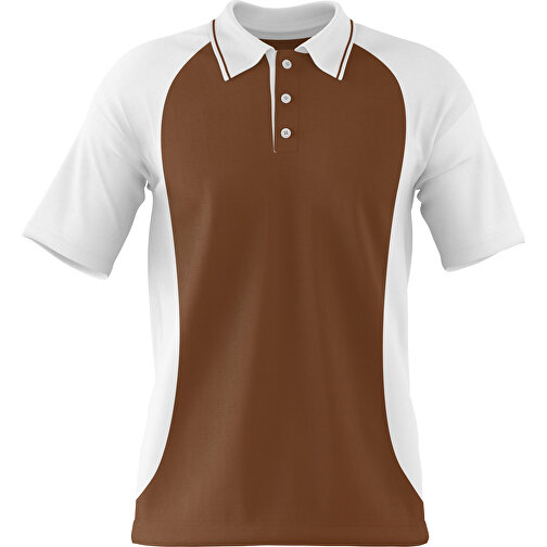 Poloshirt Individuell Gestaltbar , dunkelbraun / weiss, 200gsm Poly/Cotton Pique, XS, 60,00cm x 40,00cm (Höhe x Breite), Bild 1