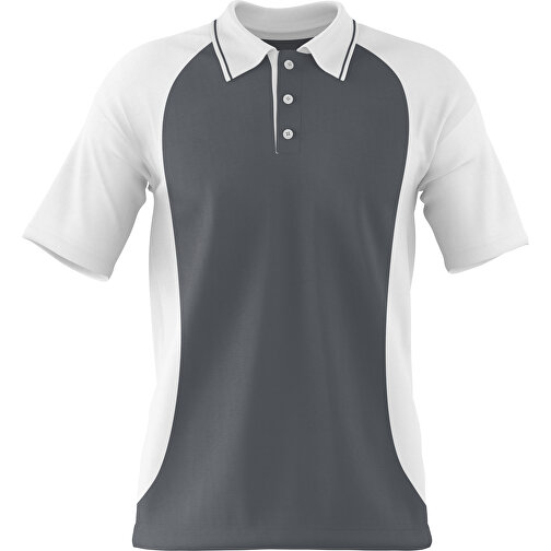 Poloshirt Individuell Gestaltbar , dunkelgrau / weiss, 200gsm Poly/Cotton Pique, XL, 76,00cm x 59,00cm (Höhe x Breite), Bild 1