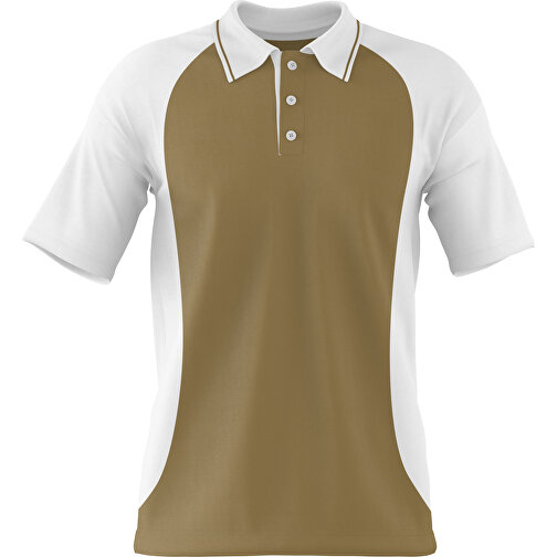 Poloshirt Individuell Gestaltbar , gold / weiß, 200gsm Poly/Cotton Pique, S, 65,00cm x 45,00cm (Höhe x Breite), Bild 1