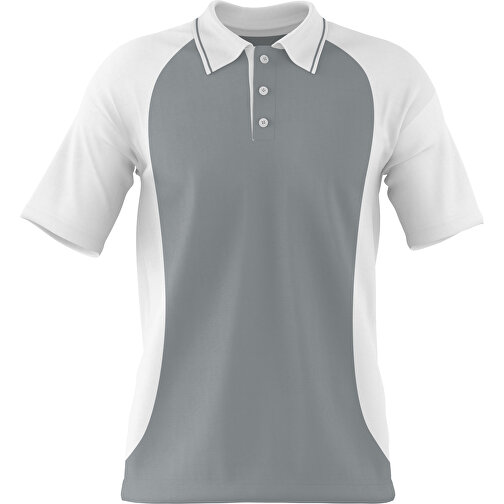 Poloshirt Individuell Gestaltbar , silber / weiß, 200gsm Poly/Cotton Pique, M, 70,00cm x 49,00cm (Höhe x Breite), Bild 1