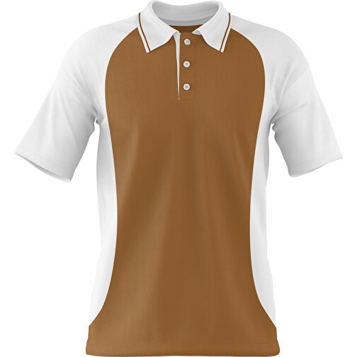Poloshirt Individuell Gestaltbar , erdbraun / weiß, 200gsm Poly/Cotton Pique, M, 70,00cm x 49,00cm (Höhe x Breite), Bild 1