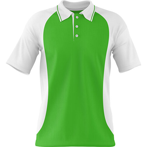 Poloshirt Individuell Gestaltbar , grasgrün / weiss, 200gsm Poly/Cotton Pique, M, 70,00cm x 49,00cm (Höhe x Breite), Bild 1
