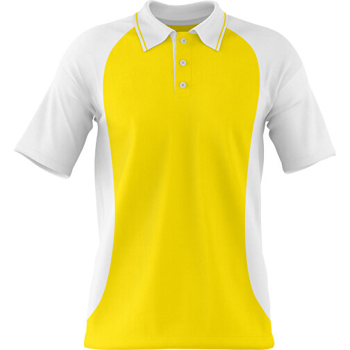 Poloshirt Individuell Gestaltbar , gelb / weiss, 200gsm Poly/Cotton Pique, M, 70,00cm x 49,00cm (Höhe x Breite), Bild 1