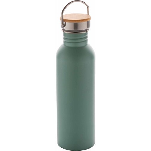 Moderne Stainless-Steel Flasche Mit Bambusdeckel, Grün , grün, Edelstahl, 7,10cm x 24,00cm (Länge x Höhe), Bild 1