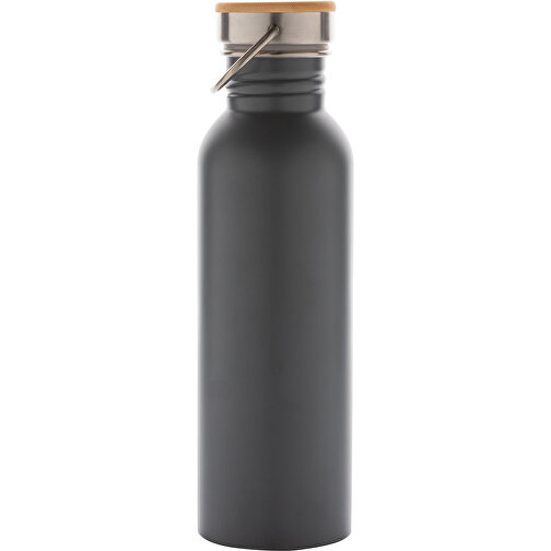 Moderne Stainless-Steel Flasche Mit Bambusdeckel, Grau , grau, Edelstahl, 7,10cm x 24,00cm (Länge x Höhe), Bild 3