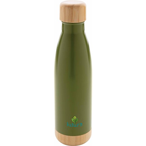 Vakuum rustfrit stål flaske med bambus låg og bund, Billede 7