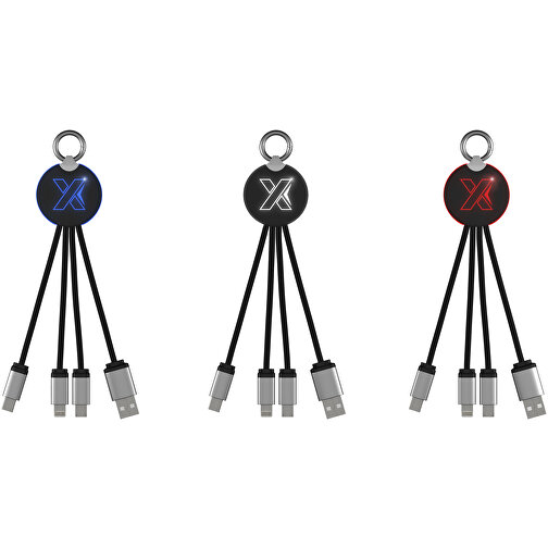SCX.design C16 Kabel Mit Leuchtlogo , rot / schwarz, Recycelter ABS Kunststoff, Recycelter PET Kunststoff, Metall, 14,00cm x 1,20cm x 3,50cm (Länge x Höhe x Breite), Bild 5