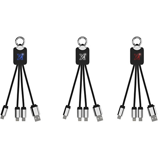 SCX.design C15 Quatro Ladekabel Mit Leuchtlogo , schwarz / weiß, Recycelter PET Kunststoff, Metall, Gummi, 16,00cm x 2,60cm (Länge x Breite), Bild 6