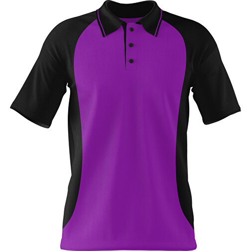 Poloshirt Individuell Gestaltbar , dunkelmagenta / schwarz, 200gsm Poly/Cotton Pique, XS, 60,00cm x 40,00cm (Höhe x Breite), Bild 1