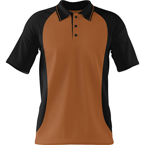 Poloshirt Individuell Gestaltbar , braun / schwarz, 200gsm Poly/Cotton Pique, XL, 76,00cm x 59,00cm (Höhe x Breite), Bild 1