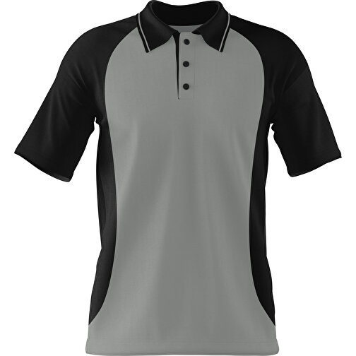 Poloshirt Individuell Gestaltbar , grau / schwarz, 200gsm Poly/Cotton Pique, XL, 76,00cm x 59,00cm (Höhe x Breite), Bild 1
