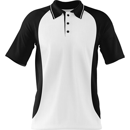 Poloshirt Individuell Gestaltbar , weiß / schwarz, 200gsm Poly/Cotton Pique, S, 65,00cm x 45,00cm (Höhe x Breite), Bild 1