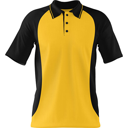 Poloshirt Individuell Gestaltbar , sonnengelb / schwarz, 200gsm Poly/Cotton Pique, 3XL, 81,00cm x 66,00cm (Höhe x Breite), Bild 1